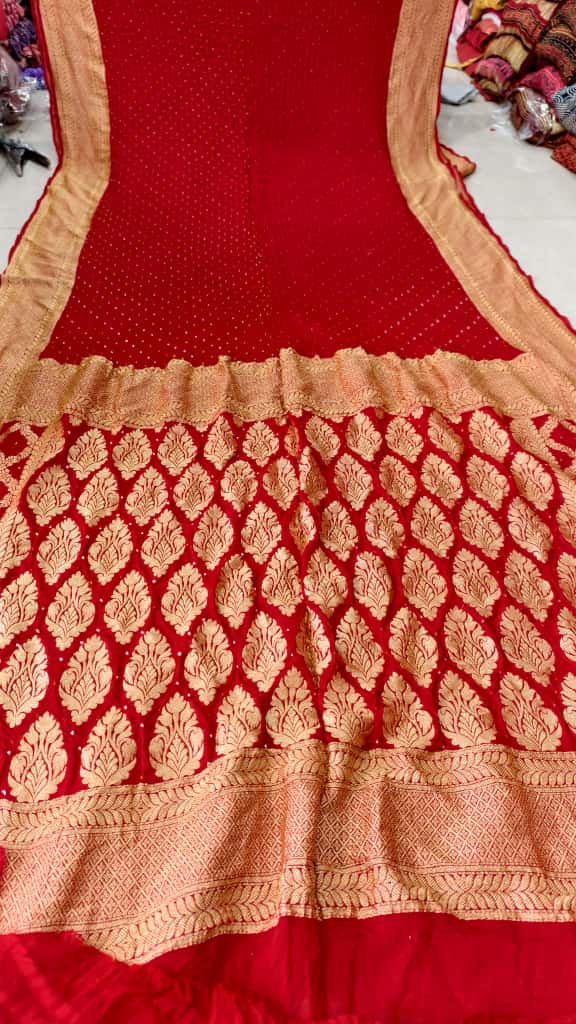 Upada Khaddi Georgette Butti Bandhej Saree