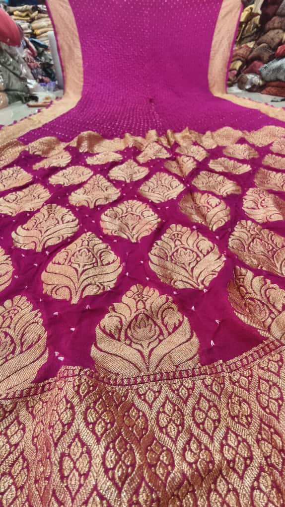 Upada Khaddi Georgette Butti Bandhej Saree