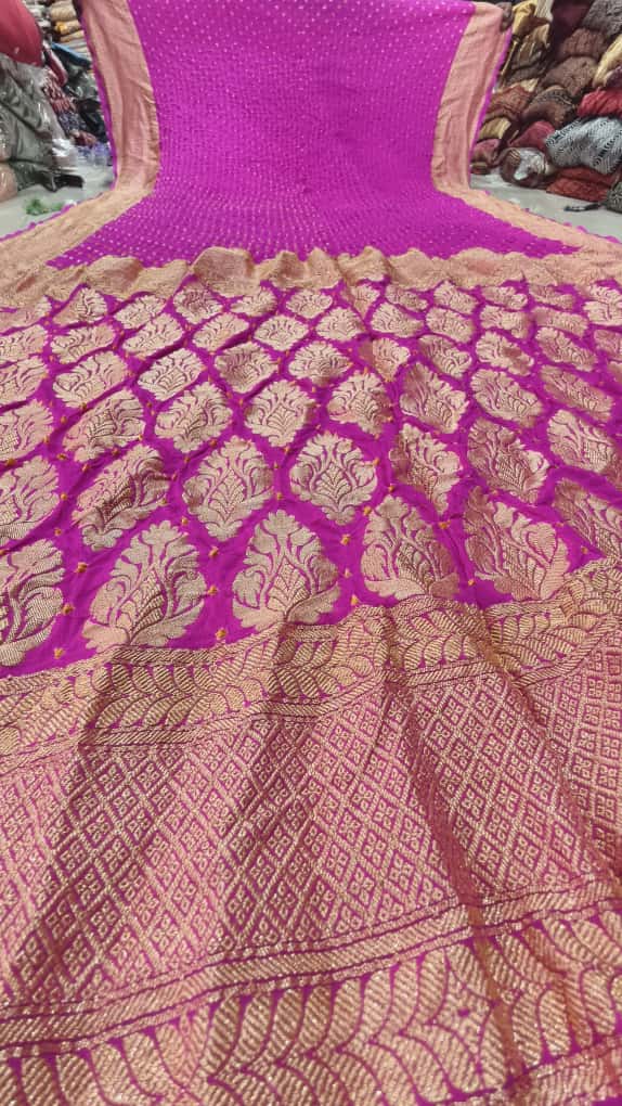 Upada Khaddi Georgette Butti Bandhej Saree