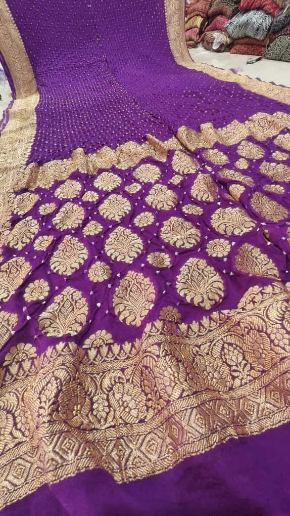 Upada Khaddi Georgette Butti Bandhej Saree