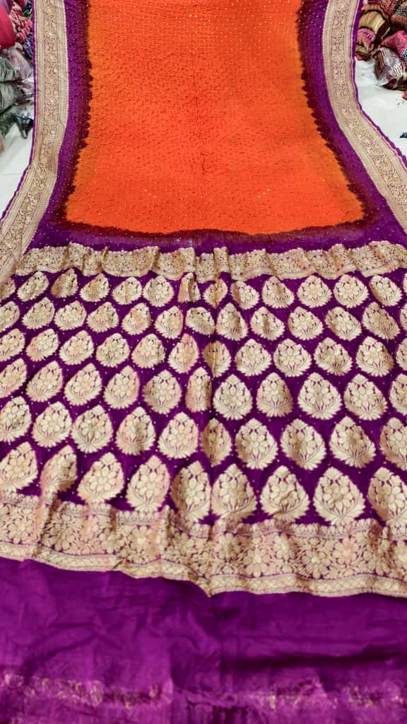 Upada Khaddi Georgette Butti Bandhej Saree
