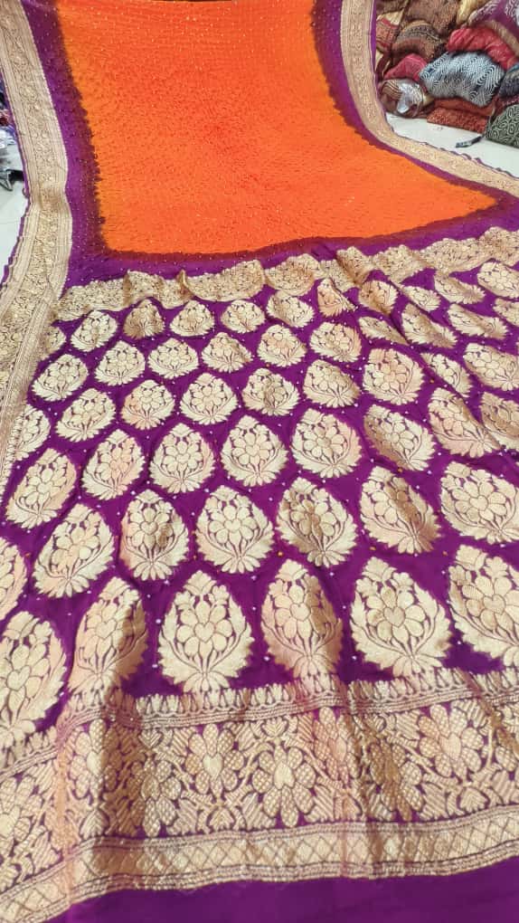 Upada Khaddi Georgette Butti Bandhej Saree