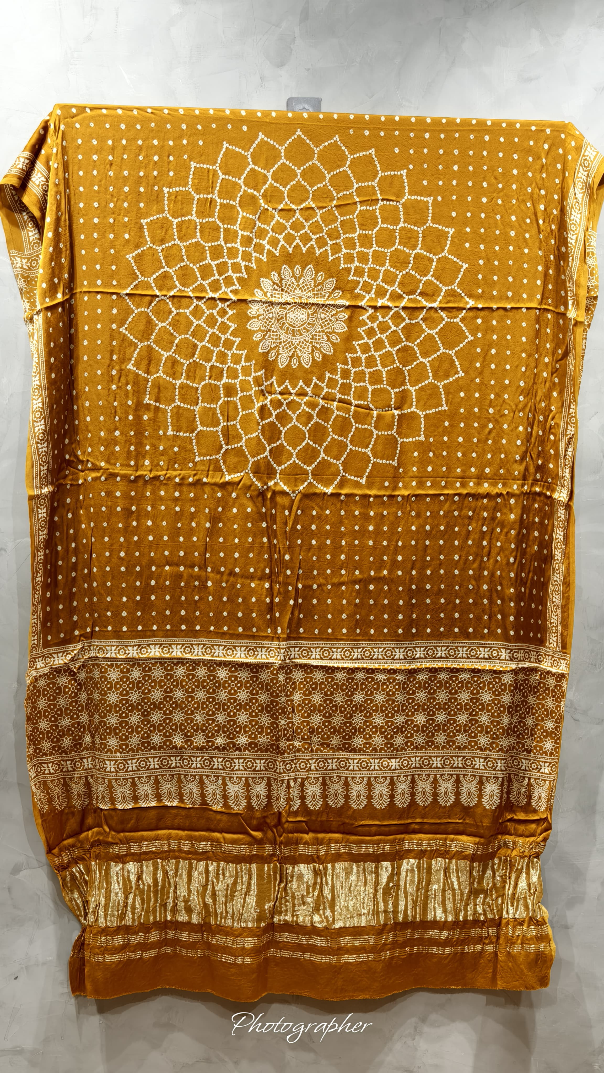 Pure Modal Gaji Silk Hand Block Print Dupatta Two Tone With Lagdi Patta