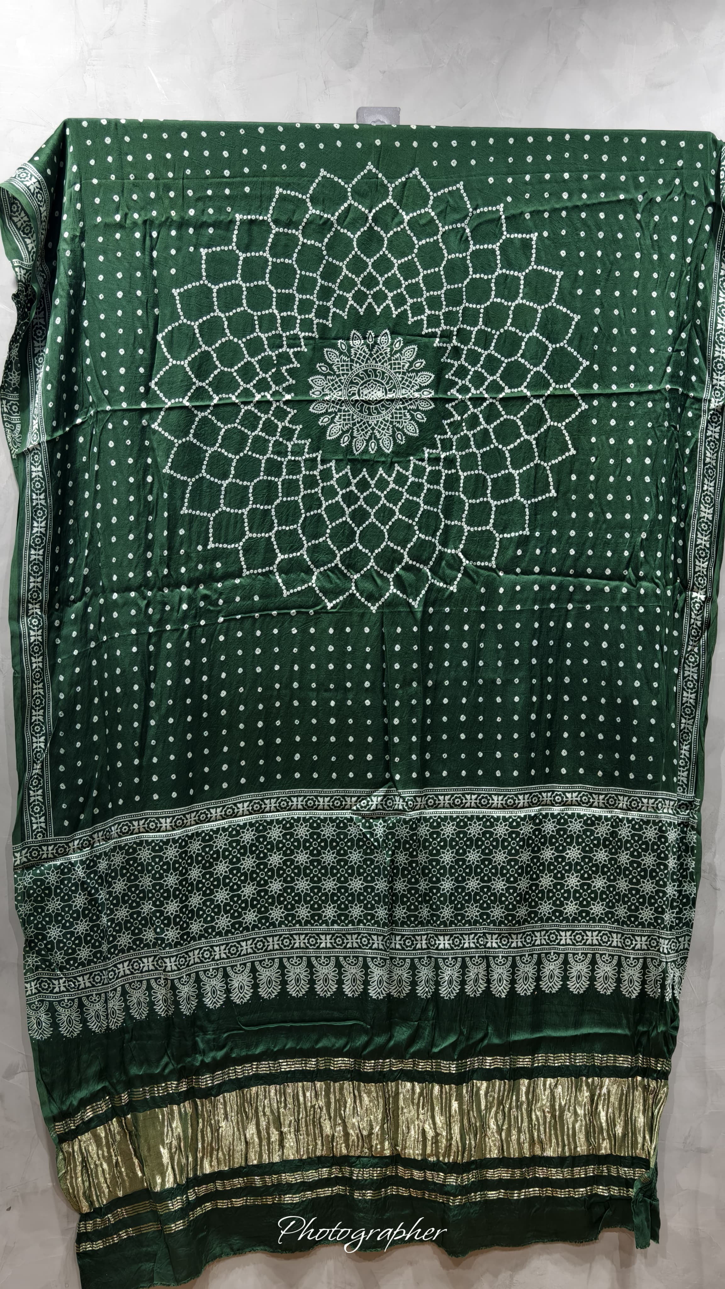 Pure Modal Gaji Silk Hand Block Print Dupatta Two Tone With Lagdi Patta