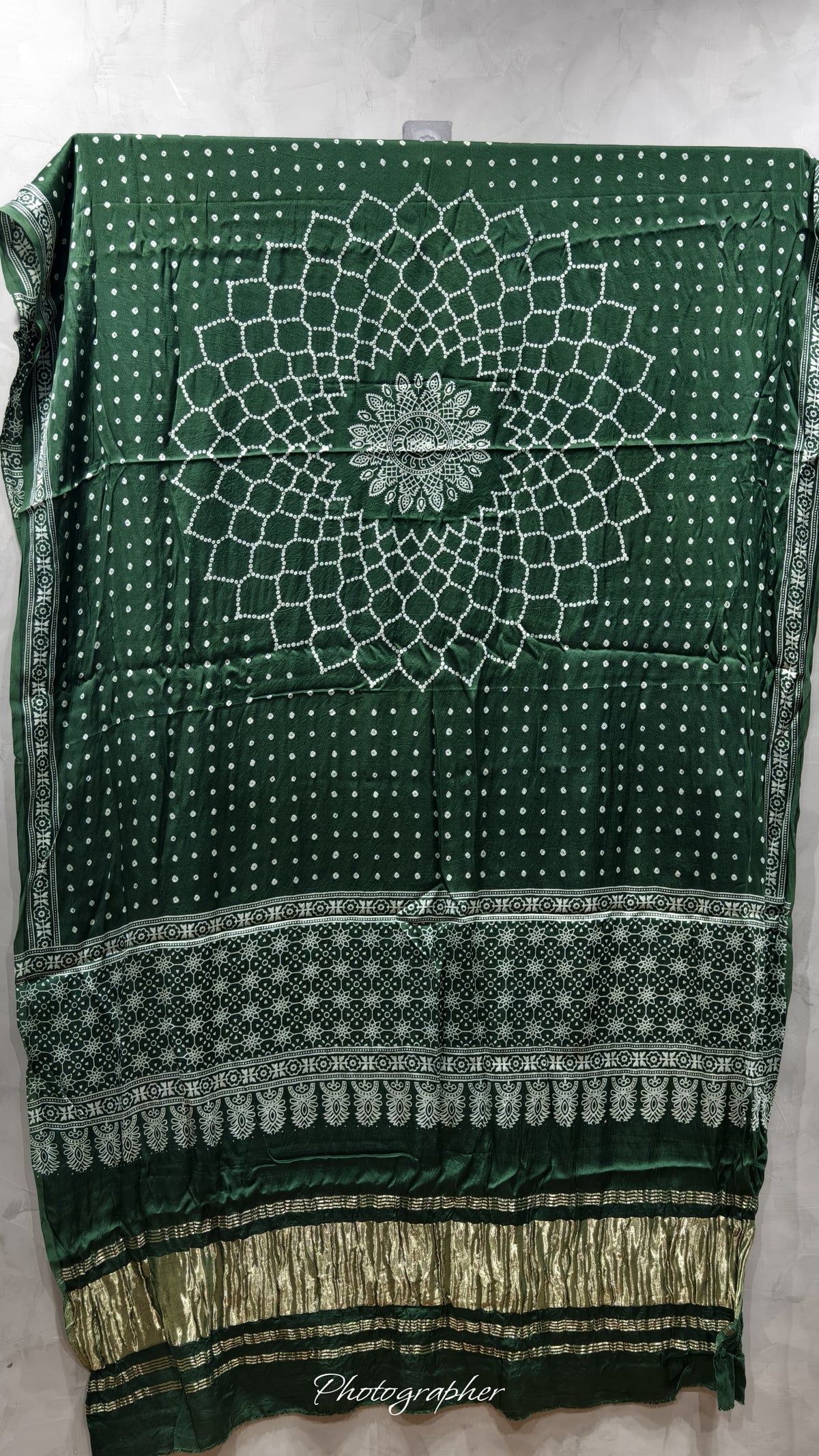 Pure Modal Gaji Silk Hand Block Print Dupatta Two Tone With Lagdi Patta
